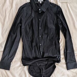 Express Black Women's Button Down Bodysuit